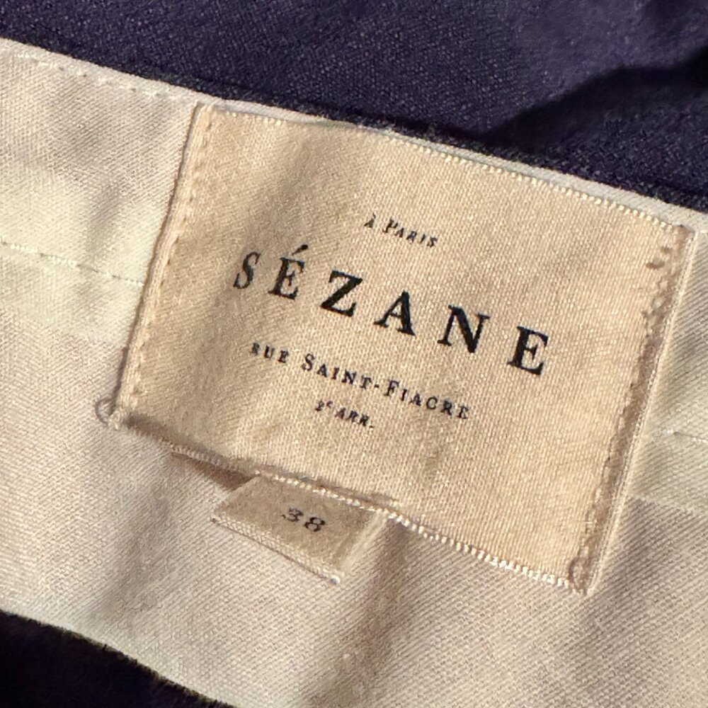 Sézane Tailored Navy Blue Lined Trousers Old Money Classic Chic Straight Leg - Picture 9 of 9